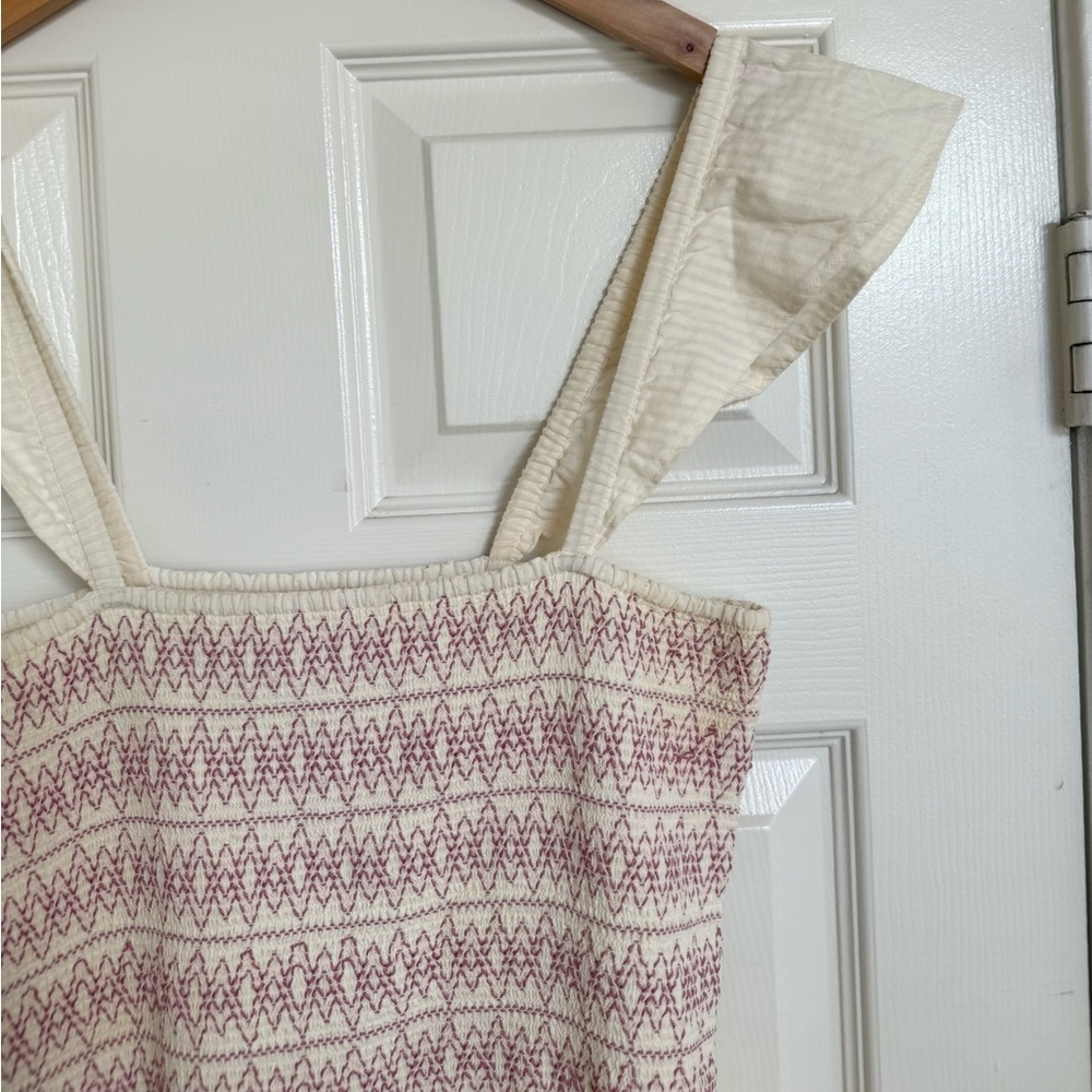 Madewell Lucie Smocked Tiered Midi Dress Small Ivory Cream Pink - Picture 8 of 9